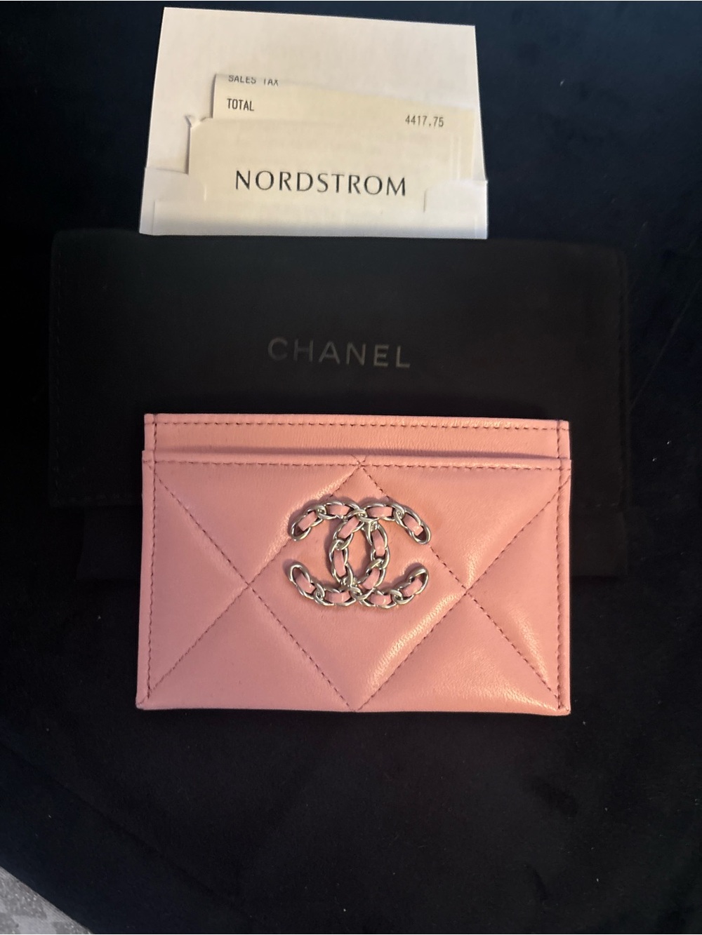 CHANEL Pink Quilted Leather Card Slot Wallet